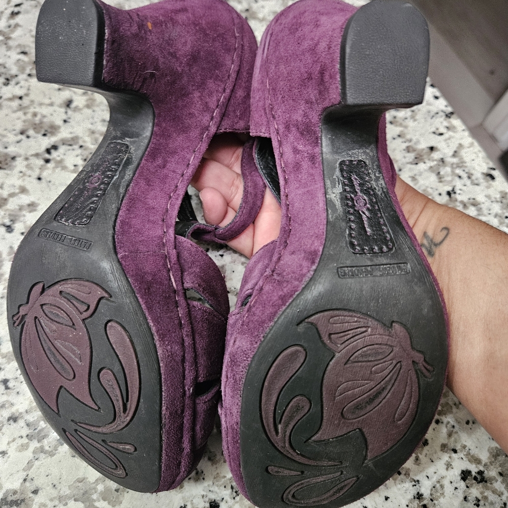 Born Women's Plum Suede Heeled Sandals - Picture 5 of 5